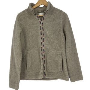 Tweeds Full Zip Sherpa Fleece Jacket | Size Large | Cozy Taupe